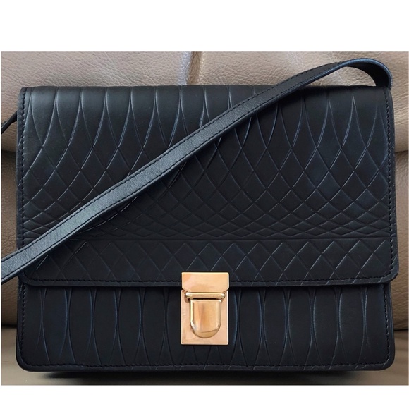 Paul Smith Handbags - Authentic Paul Smith Spain Black Embossed Leather Flap Messenger Crossbody Bag